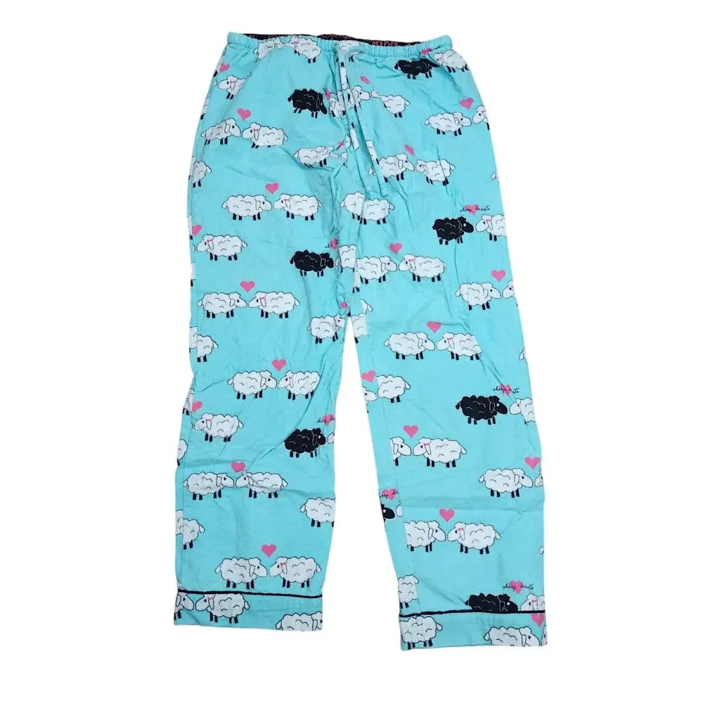 PJ Salvage Loungewear Flannels Pajama White Black Sheep Love Womens Medium